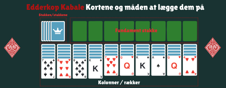 Edderkop Kabale Kortene og maden at laegge dem pa